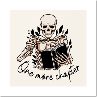 One More Chapter Skeleton Book Lover Posters and Art